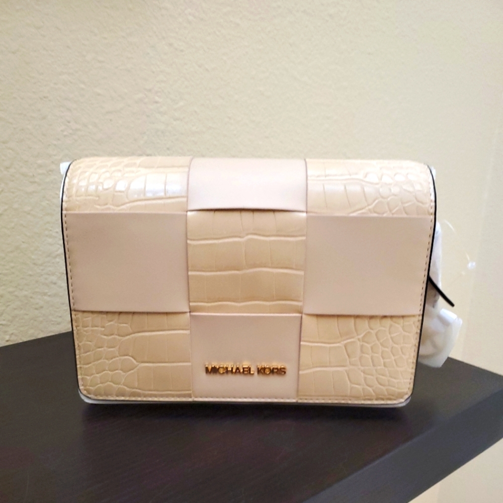 Michael Kors Mercer Small Buff Patent Leather Croc